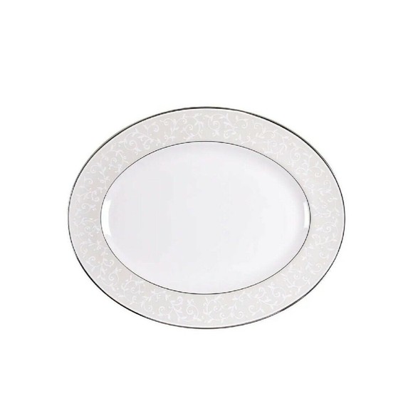 Lenox Opal Innocence Scroll 13" Oval Serving Platter NEW - Picture 1 of 4